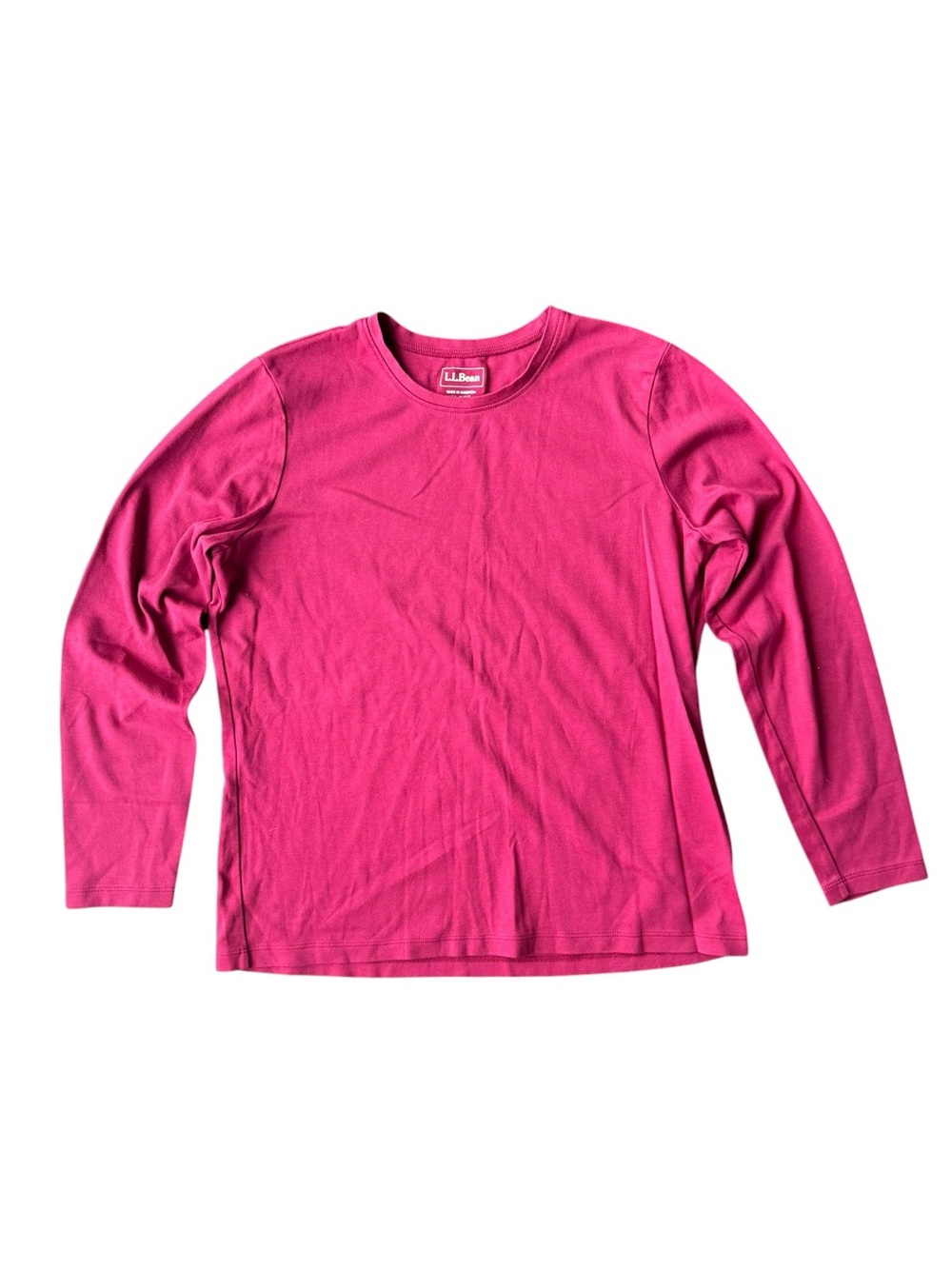 L.L. Bean Women's Long Sleeve Crewneck Tee in Fuchsia Pink Size M